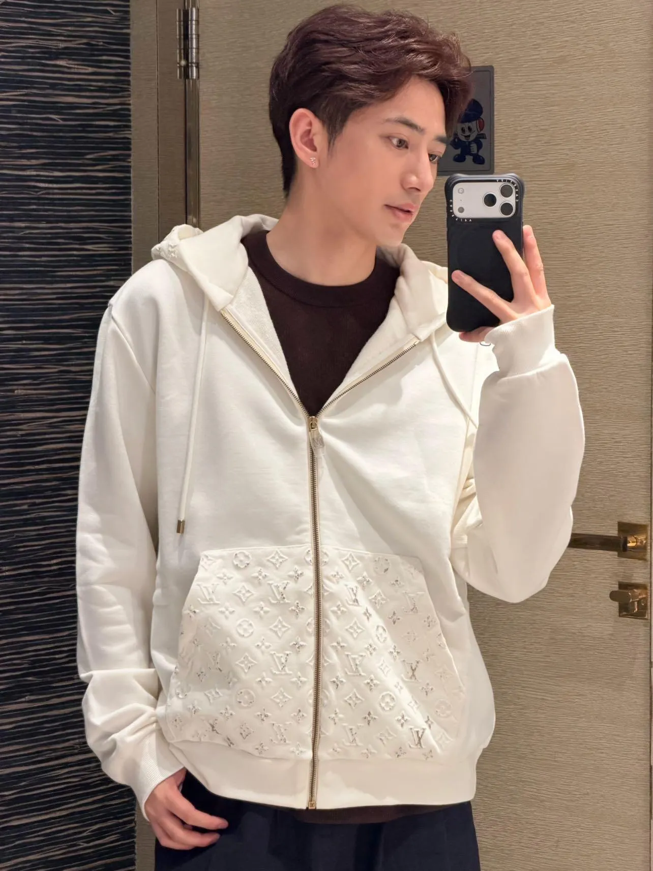 Louis Vuitton/Louis Vuitton reflective 3D embossed hooded sweatshirt jacket